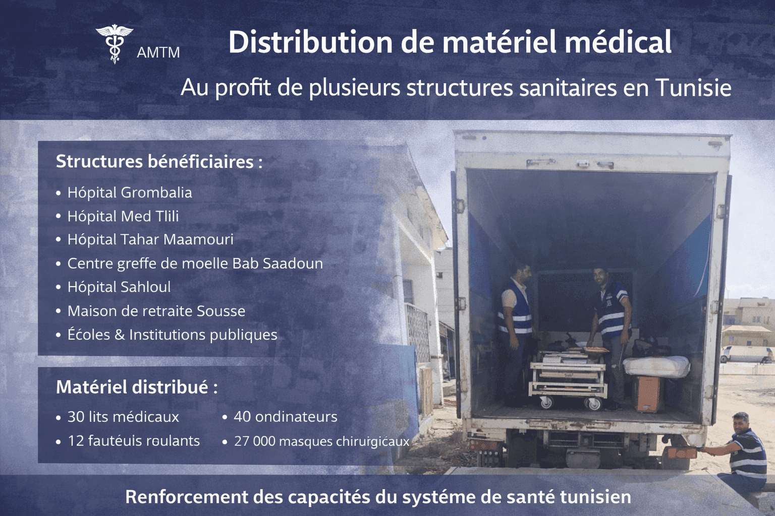 Distribution de matériel médical au profit de plusieurs structures sanitaires en Tunisie