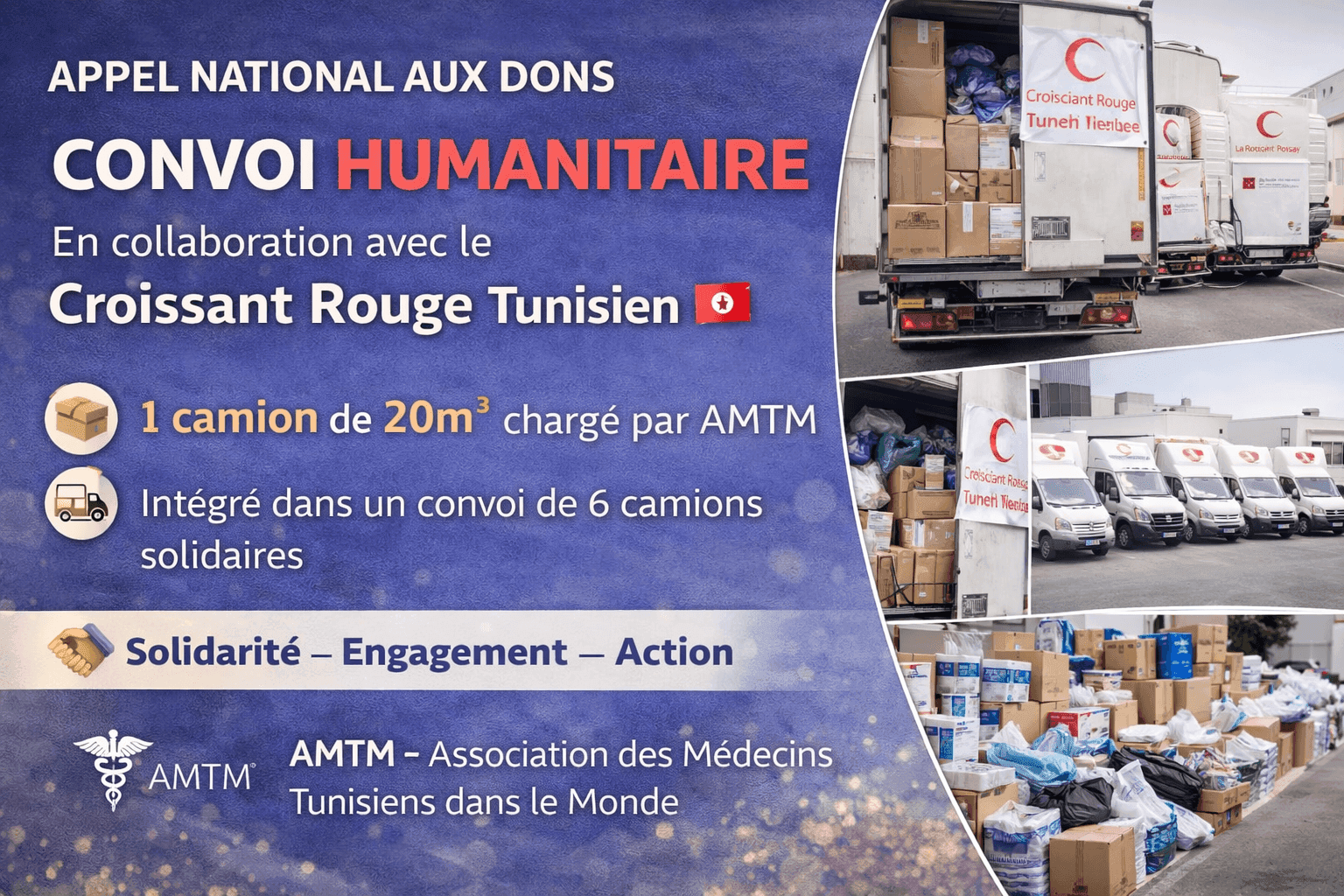 Appel National aux Dons – Convoi Humanitaire avec le Croissant Rouge Tunisien