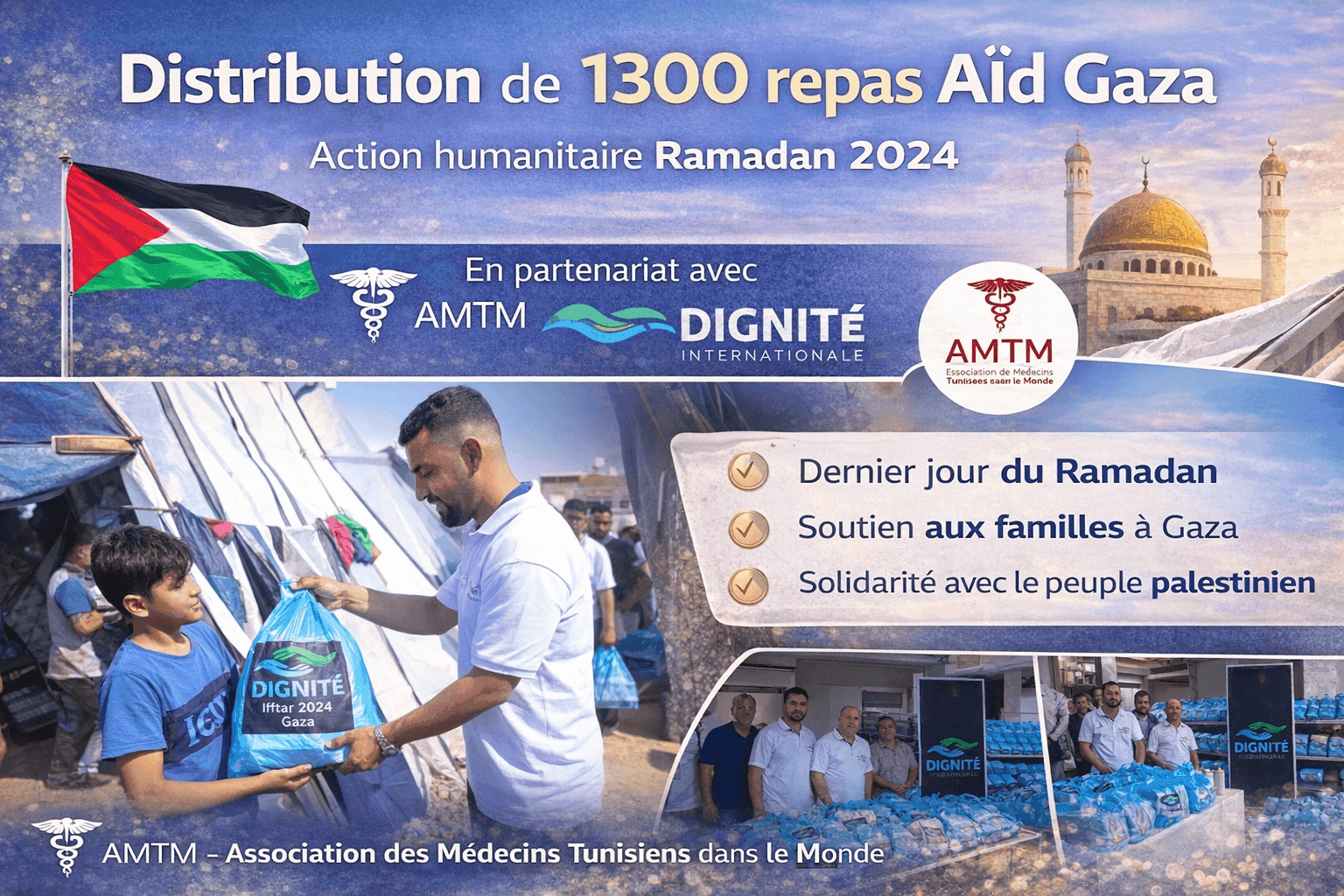 Distribution de 1300 repas Aïd Gaza – Action humanitaire Ramadan 2024