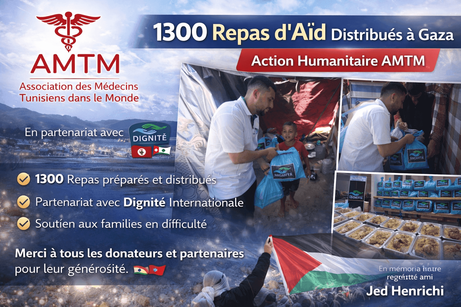1300 Repas d’Aïd Distribués à Gaza – Action Humanitaire AMTM