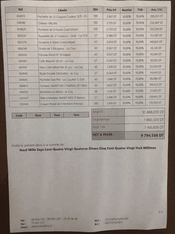 Photo Distribution de fournitures scolaires pour 211 élèves à Kasserine